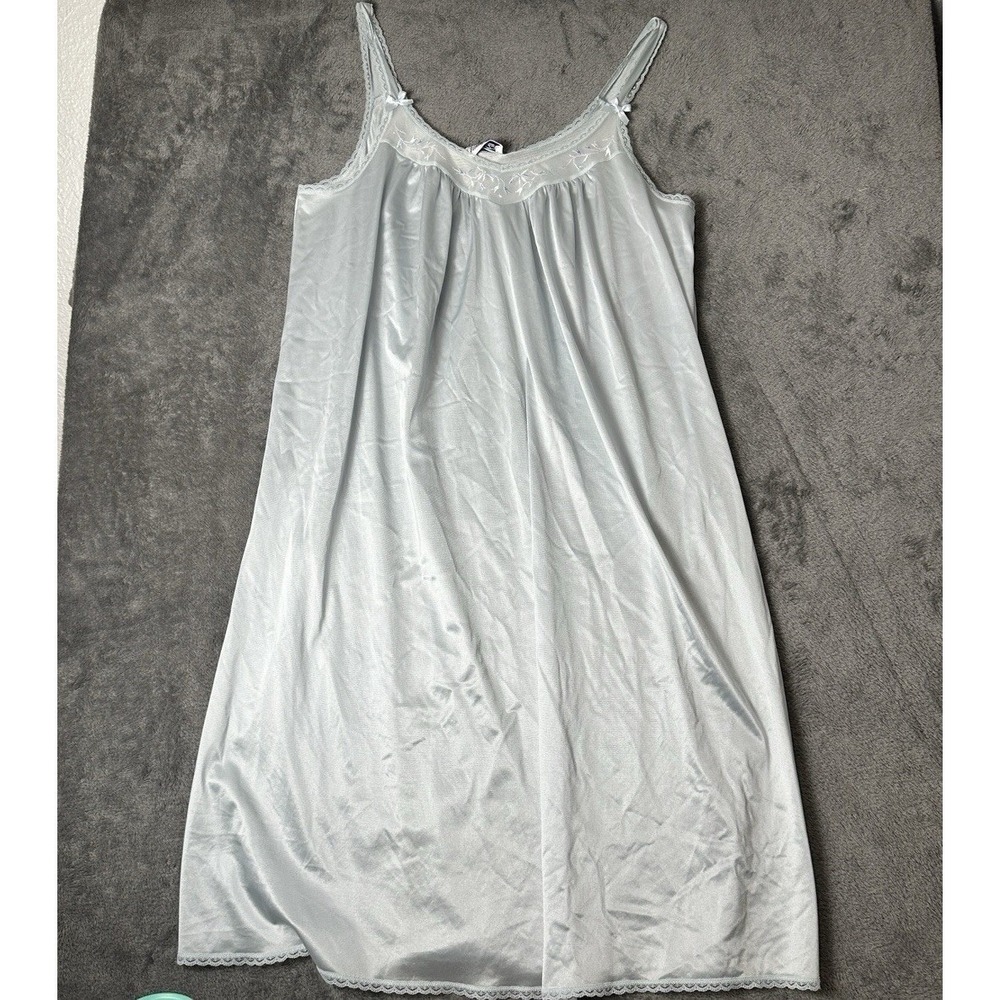 Vintage Vanity‎ Fair Nightgown Soft Blue Nylon Lace Made USA Womens Size Small S